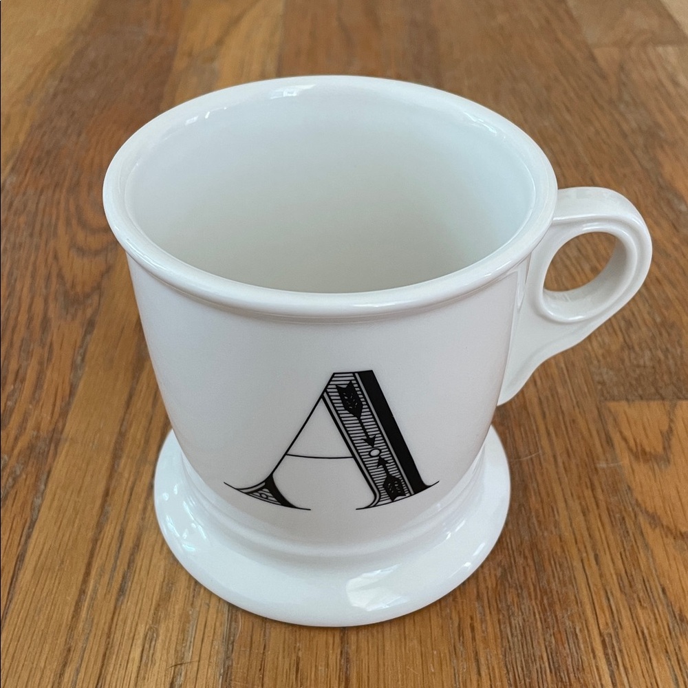 Anthropologie White Monogram Mug with Black Letter A